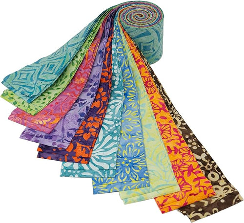 Stitch & Sparkle Indonesian Premium Batik Cotton Vibrant Dreams Jelly Roll 2.5''x 44'', 20 Pieces