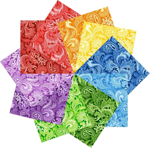 Jelly Roll Fabric 100% Cotton Quilting Fabric, 40 Pre-Cut Strips (2.5 x 44 Inch) for Quilting and Sewing - 10 Assorted Floral Prints-Paisley Floral