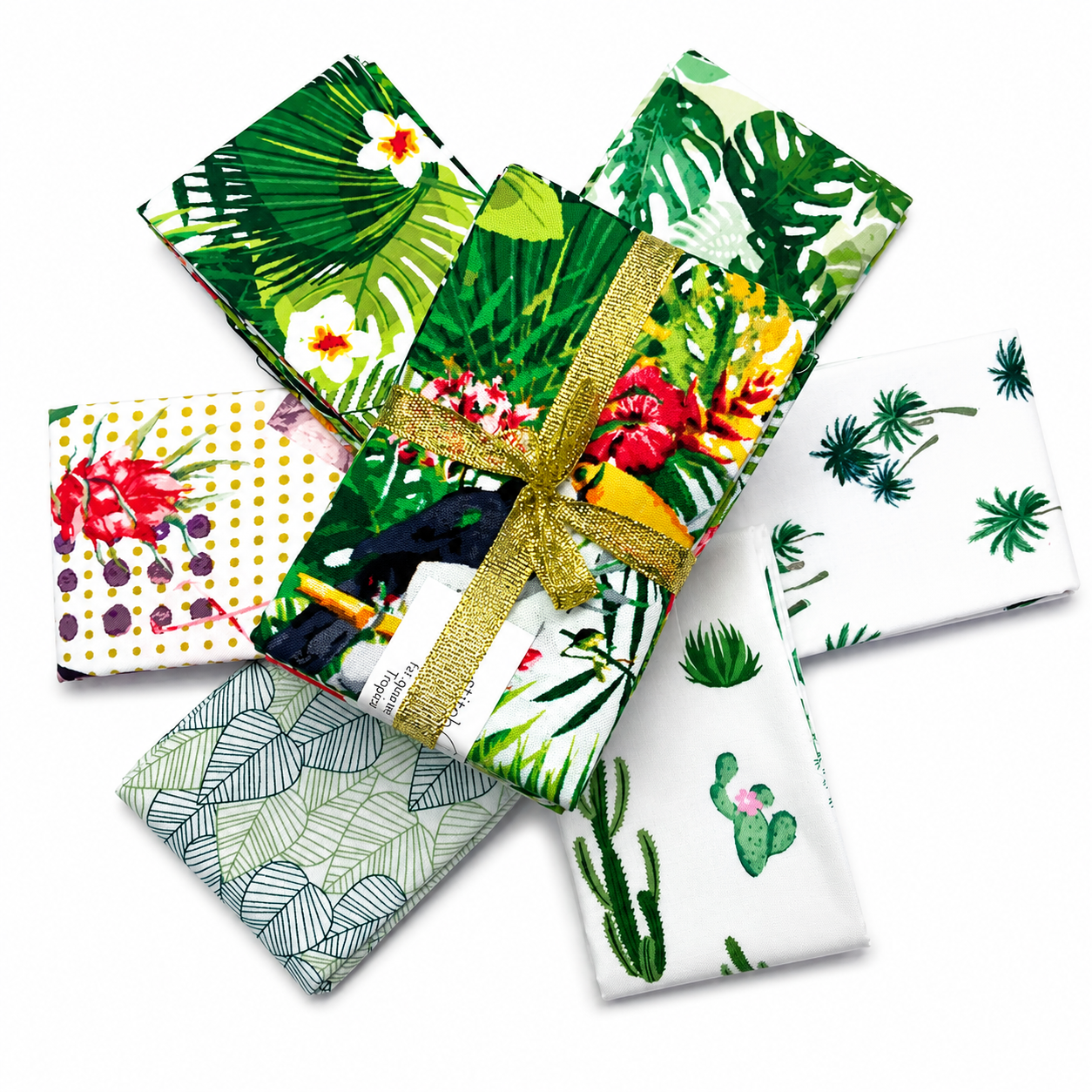 Stitch & Sparkle 6 pcs 18" by 21" Fat Quarter Bundle, Tropical, Quilt, Crafts, Sewing