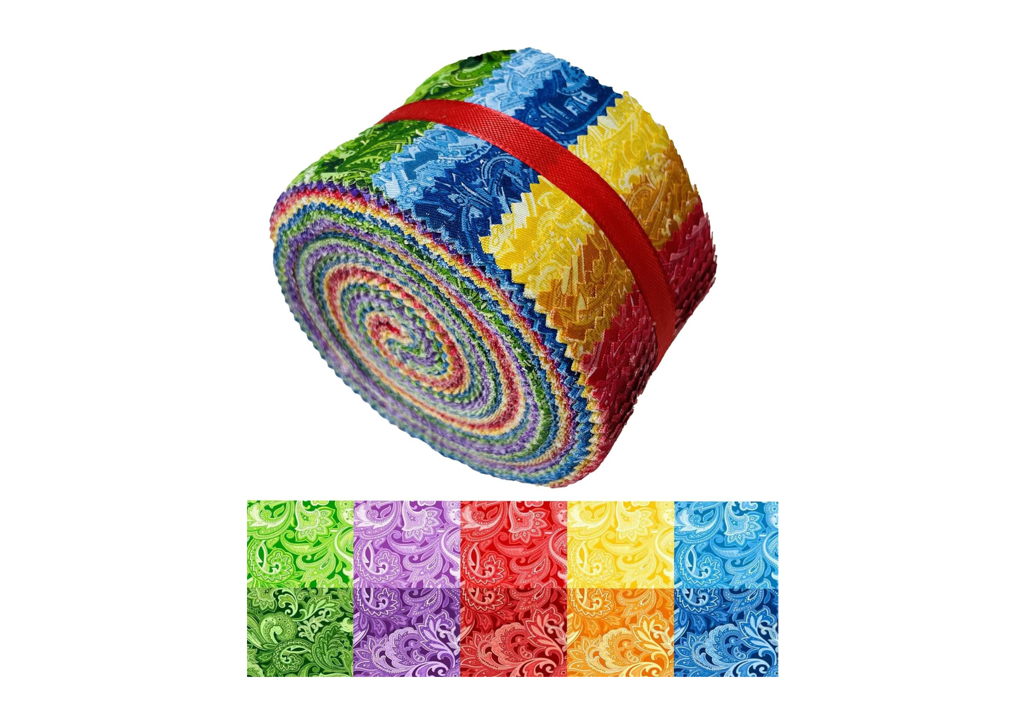 Jelly Roll Fabric 100% Cotton Quilting Fabric, 40 Pre-Cut Strips (2.5 x 44 Inch) for Quilting and Sewing - 10 Assorted Floral Prints-Paisley Floral